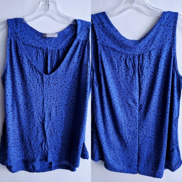 Olivia Moon Hi-Lo V Neck Sleeveless Dotted Top - Picture 5 of 8